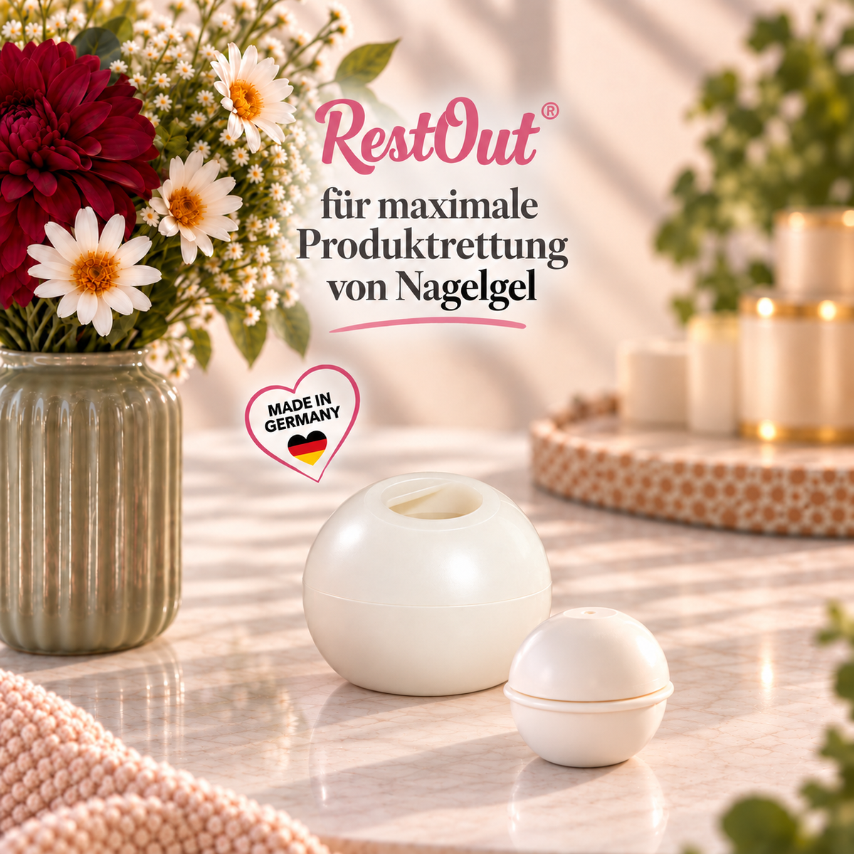 RestOut Original – Auffangkugel für Nagelgel-Reste, weiß