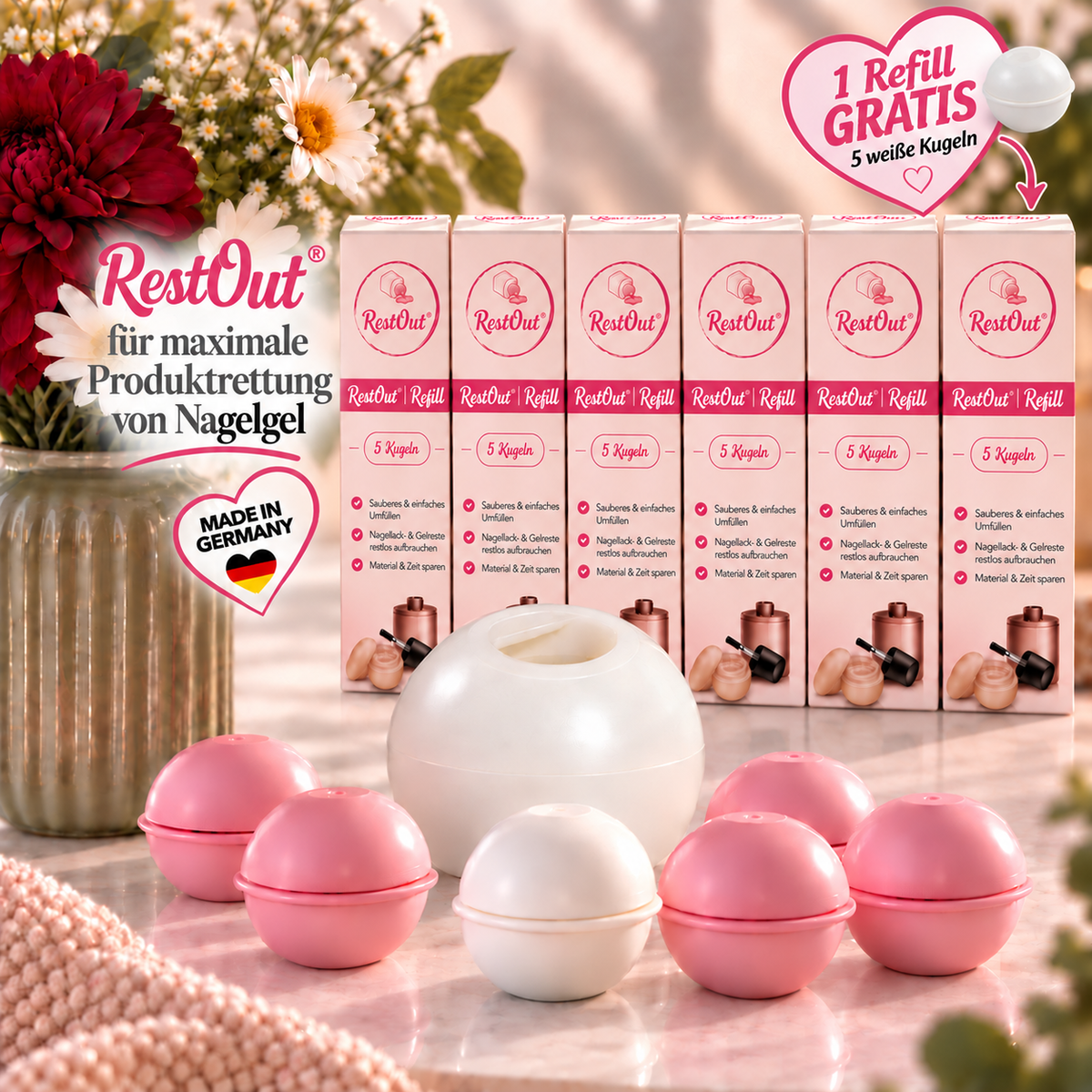 RestOut Komplett-Set mit 36 Kugeln: Original plus 30 Nachfüll-Kugeln und 5 Gratis-Kugeln